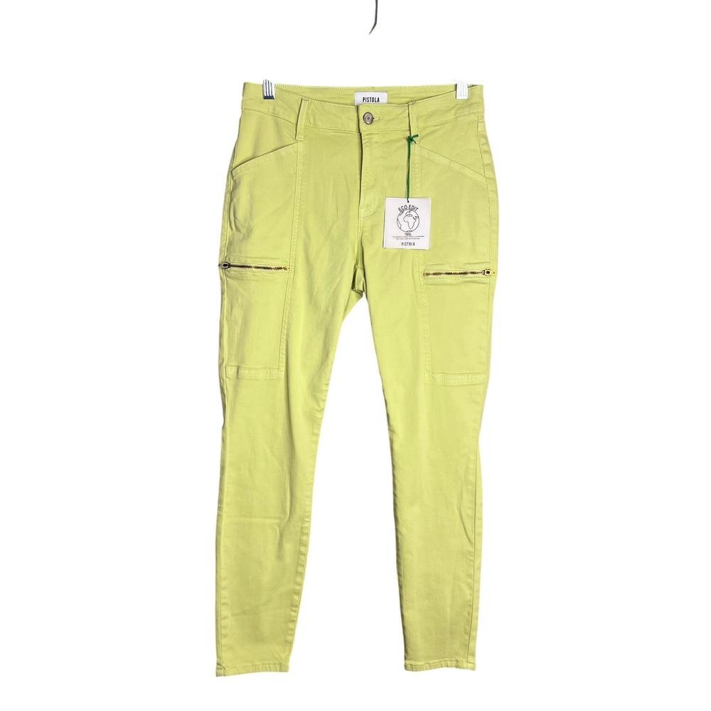 Pistola Skinny Utility Ankle Jeans Sz 27 Limeade Eco Tencel Zipper Detail NWT